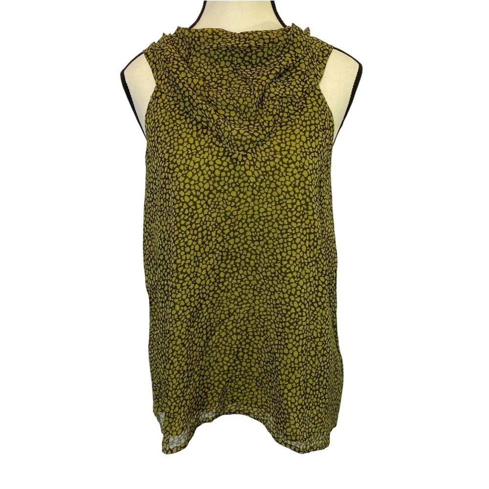 MICHAEL Michael Kors Women's Size 8 Green Animal Print Cowl Neck Blouse Tank Top